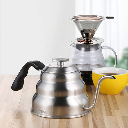 YiiMO Gooseneck Kettle, Pour Over Coffee Tea Kettle Temperature Control Hot Water 1 liter Stove Top, Food Grade Stainless Steel Tea Pot for Home & Kitchen