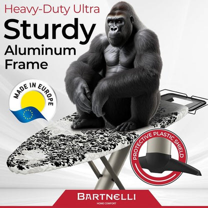Bartnelli Pro Luxury Ironing Board - Extra Wide 51x19" Surface, Adjustable Height, Foldable Design, Premium Aluminum