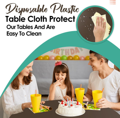 Skiennix Disposable Round Tablecloths - 12 Pack Brown Plastic Covers for Parties | 84" Size