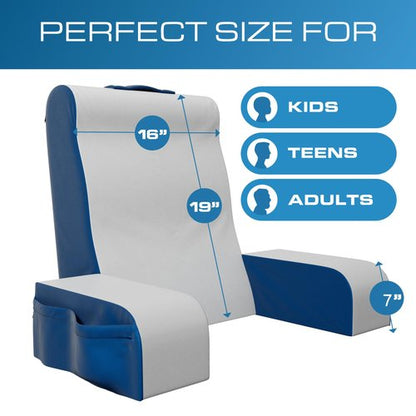 Kolbs Wedge Reading Pillow for Bed, Cushion with Arms for TV, Books, Nursing, Back - Bed Pillow for Sitting Up in Comfort, Plush Backrest. Bed Chair, Sit Up in Comfort (19" Blue)