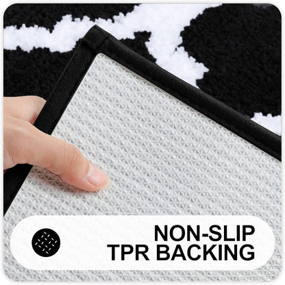 OLANLY Bathroom Rugs - Soft, Absorbent Microfiber Bath Mats | Non-Slip Shaggy Design, 30x20 Inches, Black