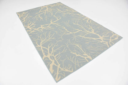 Unique Loom Outdoor Botanical Collection Area Rug - Branch (5' 1" x 8' Rectangle, Light Blue/ Beige)