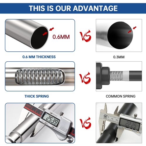 BRIOFOX Industrial Shower Curtain Rod - Rustproof Non-Slip 43-72 Inch 304 Stainless Steel Tension Curtain Rod for Window or Bathroom, Brushed Nickel