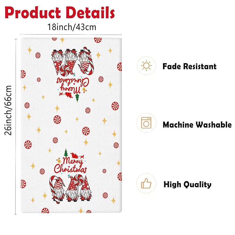 Christmas Kitchen Towels Gnomes Truck and Tree - 18x26 In - Red, 2 Pack Variation