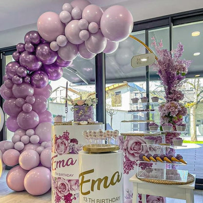 PartyWoo Dusty Purple Balloons - 140-Piece Lavender Boho Balloon Arch Kit | 12", 10", 5" Sizes for Baby Showers & Birthdays