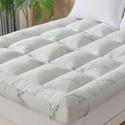 WhatsBedding 5-Inch Memory Foam Mattress Topper - Soft Bamboo Viscose, Breathable Comfort | Queen Size 80x60in
