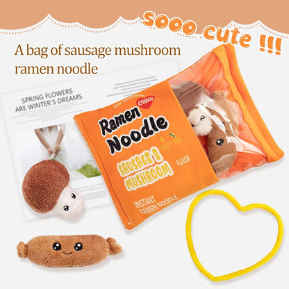 Nenalayo Plush Pillow - Cute Sausage Mushroom Ramen Noodle Plush Toy | Removable Fluffy Stuffed Doll for Kids
