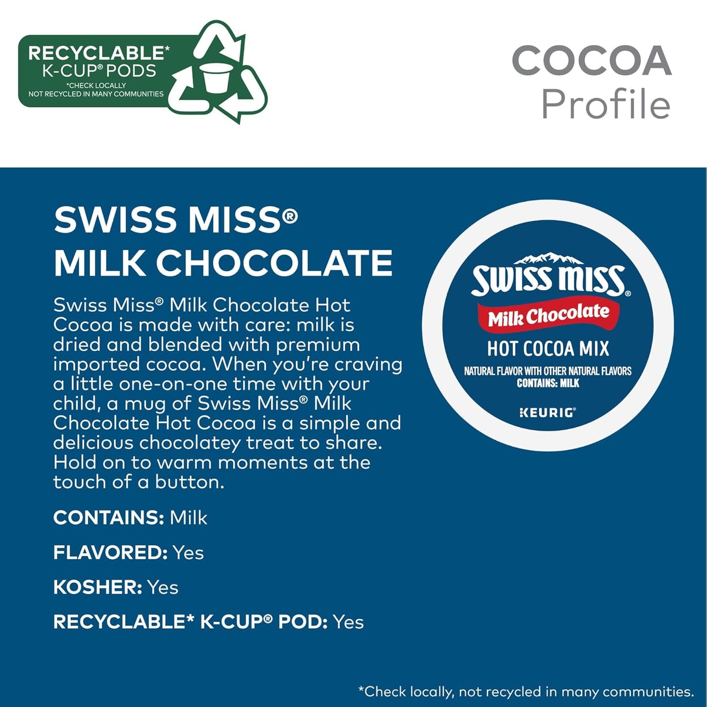 Swiss Miss Hot Cocoa K-Cup Pods - Rich Milk Chocolate Flavor | 44 Single-Serve Pods