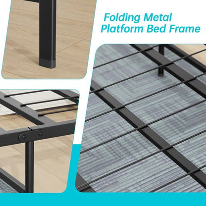 BestMassage | Twin Bed Frame | Metal | Heavy Duty Steel Slats with 6 Legs | Foldable | Sturdy, No Box Spring Needed | Easy to Assemble with Under-Bed Storage | Furniture for Home, Dorms
