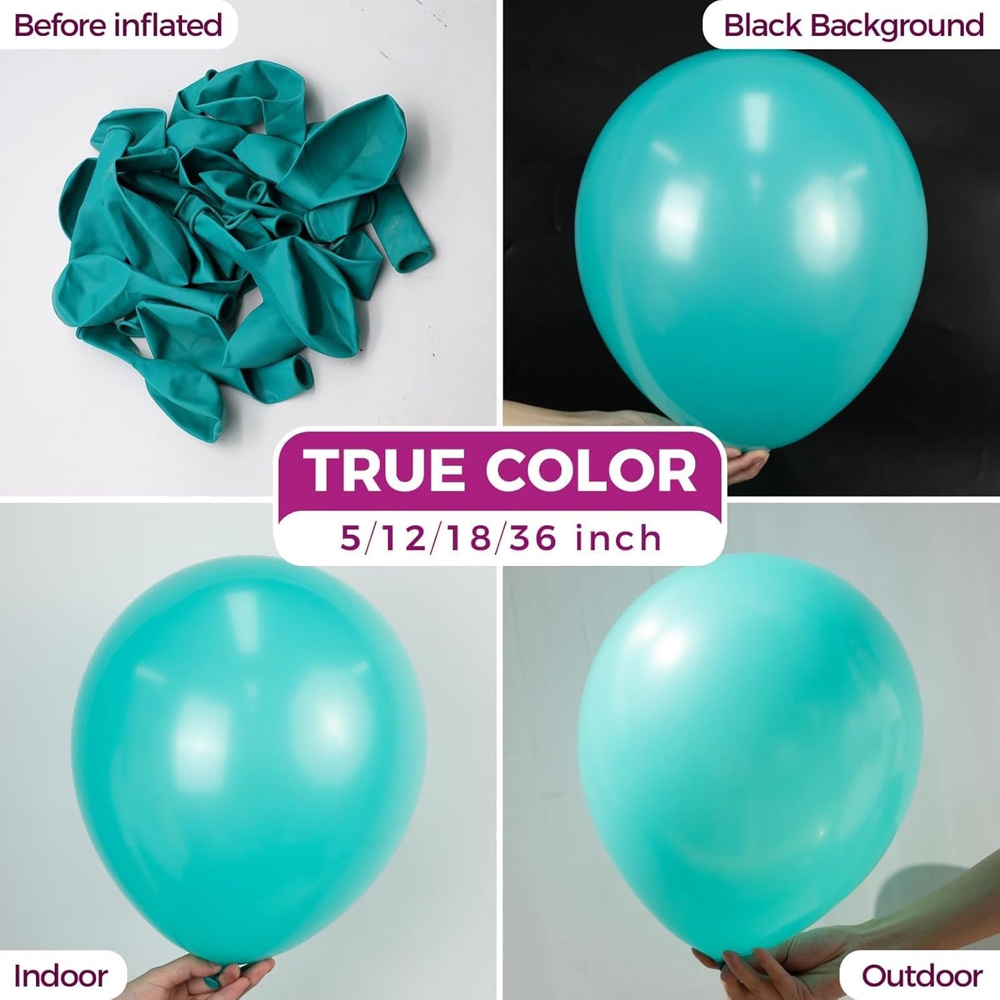 Bezente Teal Balloons 18 Inch - 30 Pack Thick Turquoise Latex Balloons for Weddings & Parties