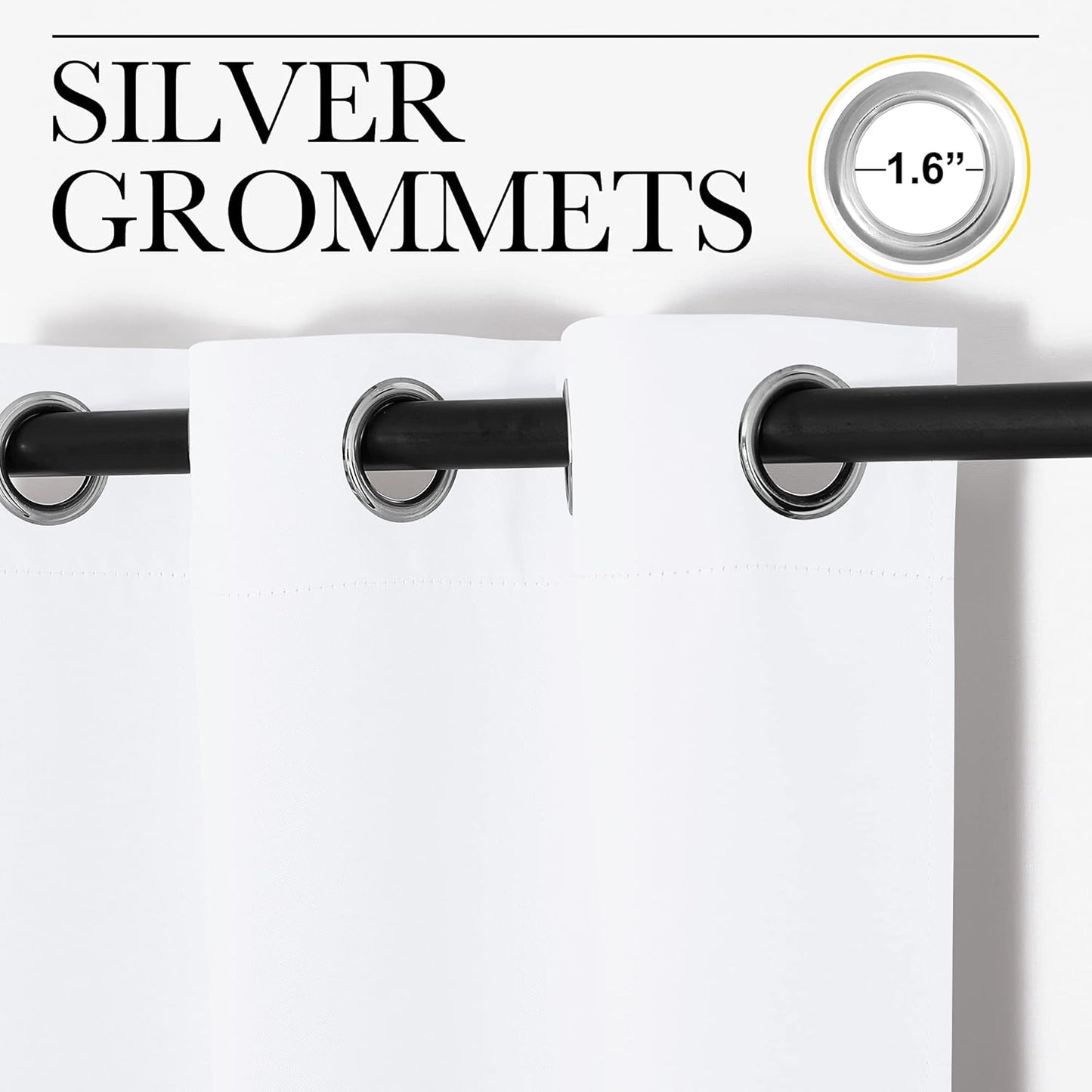 NICETOWN Blackout Curtains - Thermal Insulated Solid Panels for Kids Room | Pure White, 55 x 102 Inch, Set of 2