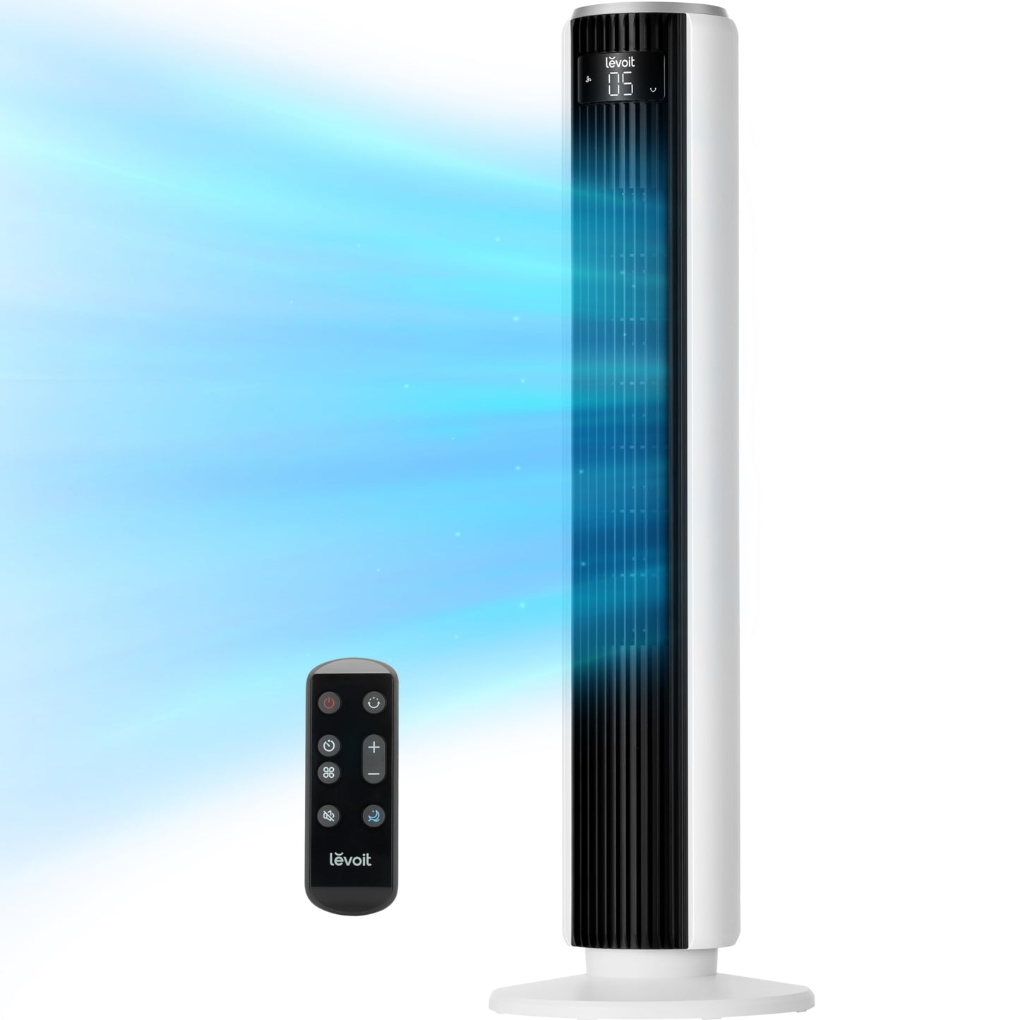 LEVOIT Tower Fan for Bedroom, Standing Fan that Blows Cold Air for Home, 28dB Quiet for Sleep, Remote, 90° Oscillation, 12H Timer, 25ft/s Velocity, 5 Speeds, 4 Modes, Bladeless 36 inch, White