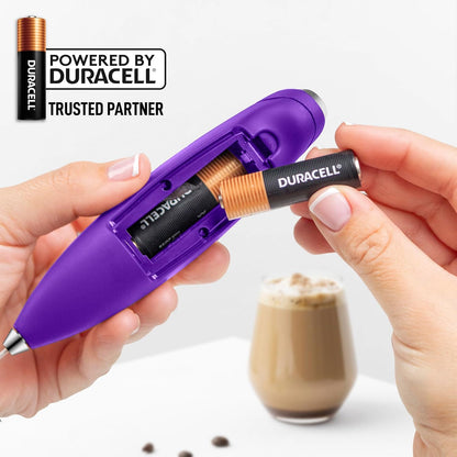 Zulay Kitchen Milk Frother - Powerful Handheld Whisk for Coffee, Lattes & Matcha | Includes 4 Duracell Batteries