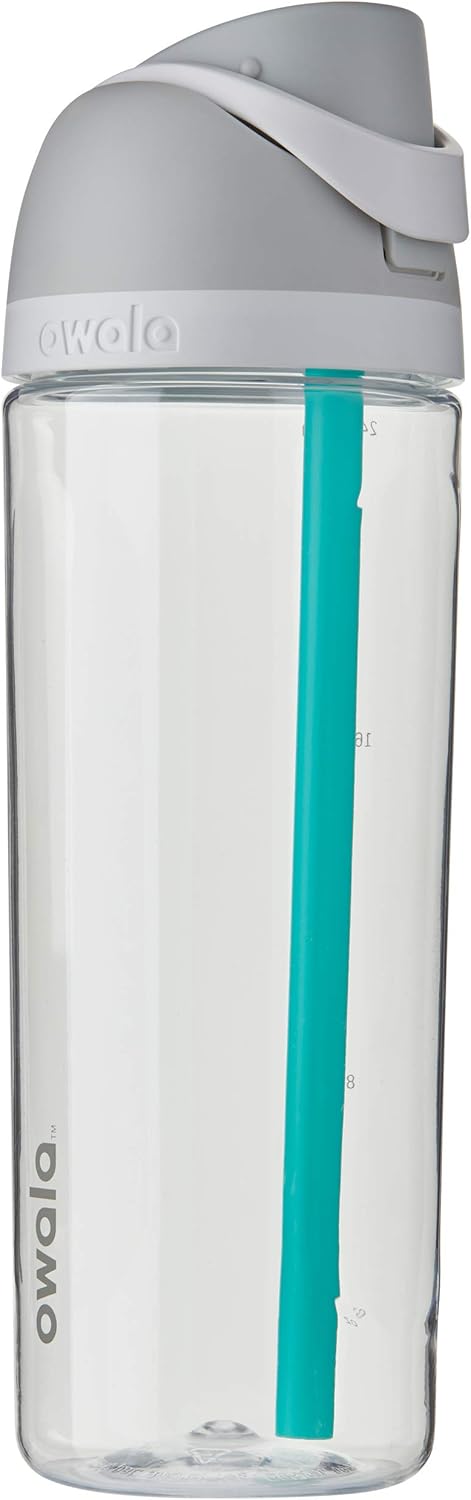 Owala FreeSip 25 Oz Clear Tritan Plastic Water Bottle - BPA-Free Sports Bottle for Travel | Shy Marshmallow