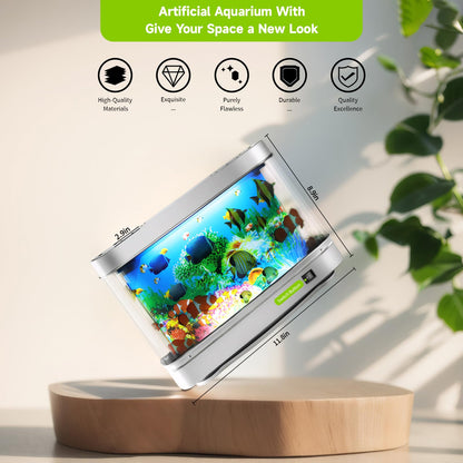 Thosolth Fake Fish Tank Baby Aquarium Toy - Mini Crib Aquarium Lamp. Artificial Fish Lamp Aquarium - Virtual Ocean Moving Fish Night Light for Bedroom Décor. Gift for Kids and Cat Lovers