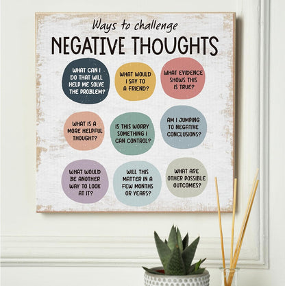 Regine Switzerland Positive Mental Health Canvas Wall Art - Rustic Framed Therapy Decor | 11.8x11.8 Inch