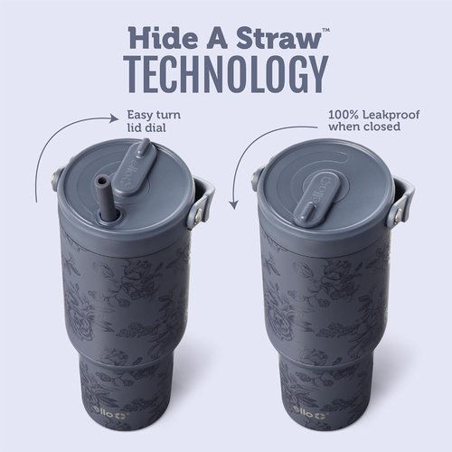 Ello Oasis Go+ 26oz Tumbler - Insulated Stainless Steel Cup with Retractable Straw | Leakproof & Travel-Friendly | Rose Navy