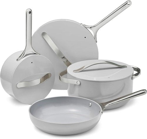 Caraway Non-Stick Ceramic Cookware Set - 12 Pieces, PFAS & PFOA Free, Oven Safe - Gray Pots & Pans