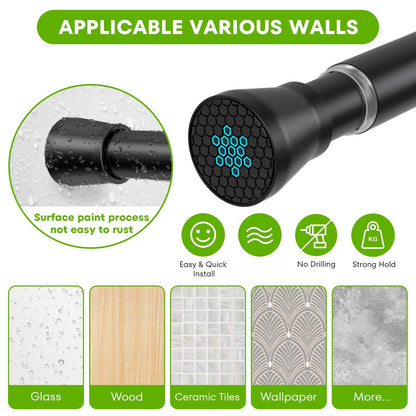 Tension Rods for Windows 28 to 48 Inch Black Curtain Rods no Drilling Tension Curtain Rod Adjustable Curtain Rods Expandable Pressure Spring Tension rod for Closet, Doorway