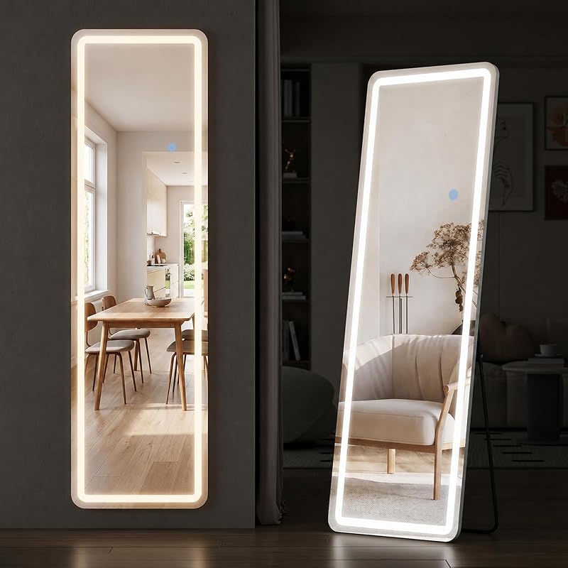 LED Full Length Mirror with Lights 59.85" x 15.75" – 3 Color Modes, Dimmable
