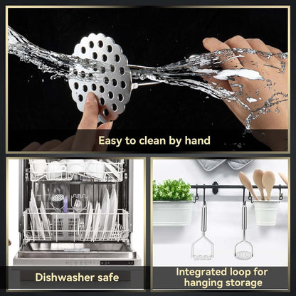 Skiennix Potato Smasher - Stainless Steel Masher for Perfectly Mashed Potatoes & Avocados | 2 Pcs Set
