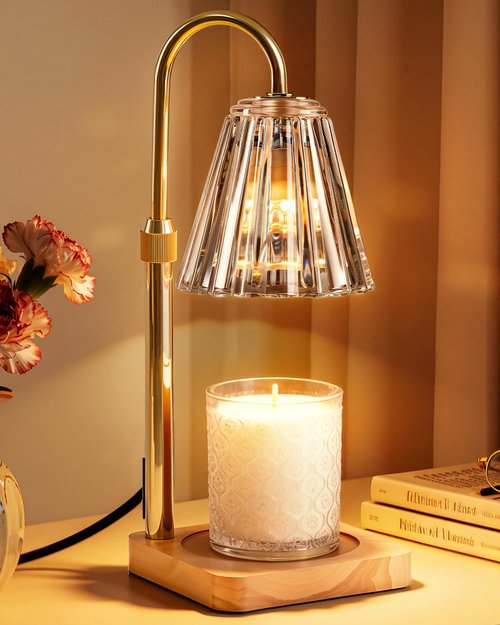 Marycele Candle Warmer Lamp with Timer & Dimmer - Mothers Day Gifts for Women Mom Her, Aesthetic Office Home Decor, Adjustable Height Wax Melter for Candle Jar & 3-Wick Candles (2 Bulbs Included)