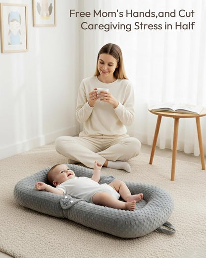 Baby Lounger Pillow - 2-in-1 Infant Lounger & Portable Tummy Time Mat for Newborns 0-48 Months