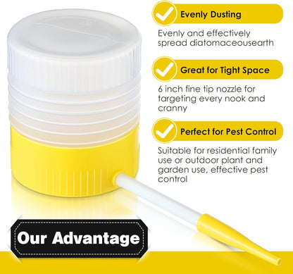 Qualirey Diatomaceous Earth Powder Duster - 6 Inch Extension Nozzle for Effective Pest Control
