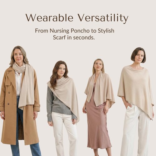 Konssy Nursing Cover for Breastfeeding, 360 Full Privacy Breathable Breastfeeding Cover, Multi-use Carseat Canopy (Blush Beige)