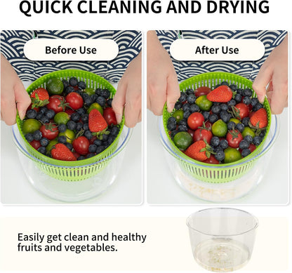 Skiennix Salad Spinner - 3 QT Fruit and Vegetable Washer with Bowl & Mesh Basket for Easy Drying