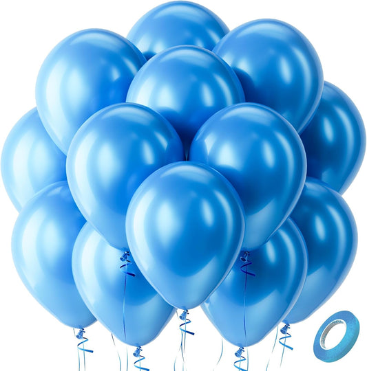 Bezente Pearl Blue Latex Balloons - 100 Pack 12-Inch Sky Blue Helium Balloons for Celebrations