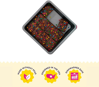 Wilton Silver Non-Stick 8 x 8 Inch Square Brownie Cake Pan - Durable Cold-Rolled Steel Bakeware
