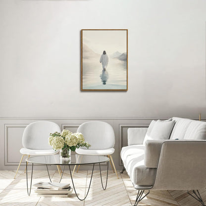 ZZTCYSU Jesus Canvas Wall Art - Framed Christian Artwork of Jesus Walking on Water | 12"x16" Decor for Living Room, Bedroom, Church