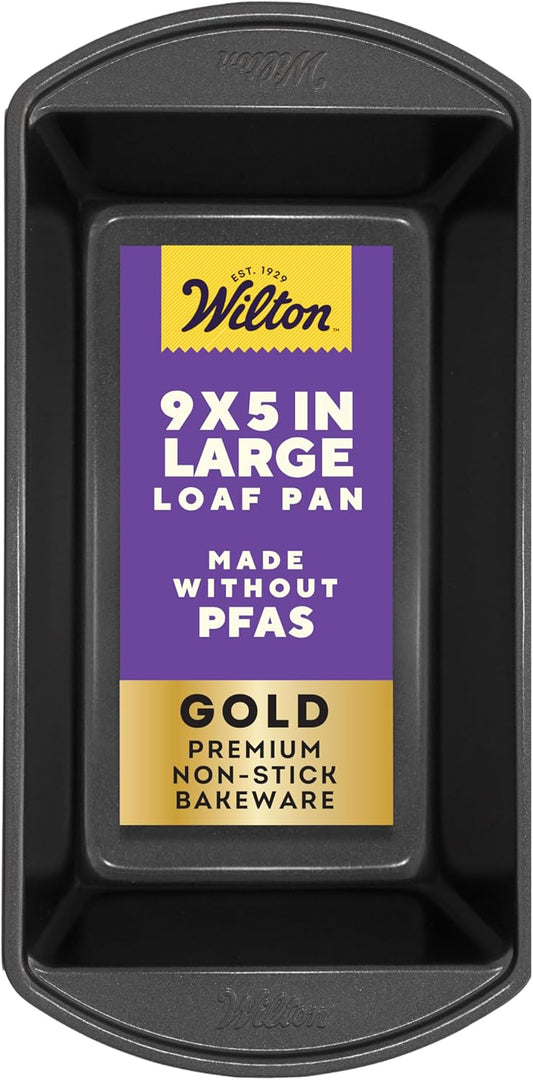 Wilton Gold Non-Stick Bakeware Large Loaf Pan - Perfect for Breads & Pound Cakes - Even Heat Distribution - 9.25 x 5.25 x 2.75 Inch