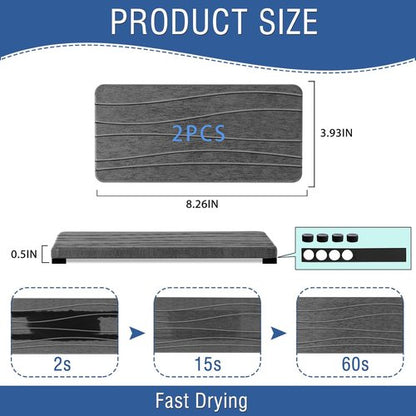 Diatomite Coasters by Skiennix - Fast Drying Water Absorbing Stone Tray Set | 2PCS for Kitchen & Bathroom