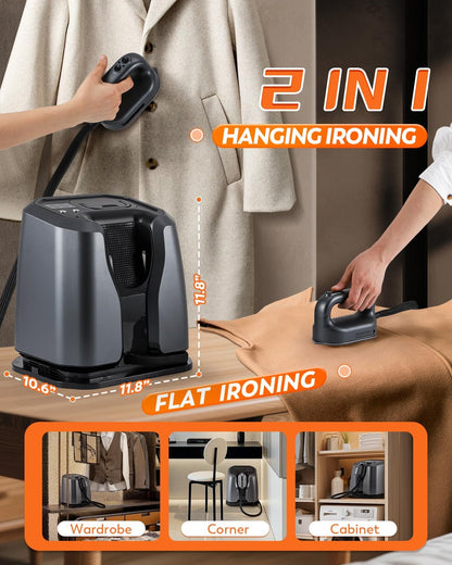 2200W Professional Steam Station by [Brand Name] - Dual Rapid Heat System & 1.2L Tank for 65 Mins of Steam | Silver-Grey Clothing Iron with Auto Shut-Off