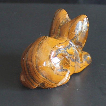 Skiennix Hand Carved Mixed Gemstone Crystal Cat Figurine - Unique Iron Tiger Eye Design