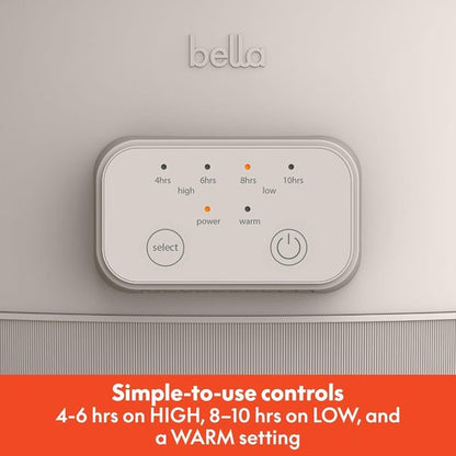 Bella 6.0 Qt Programmable Slow Cooker - Ceramic Nonstick, Adjustable Temp & Cooking Times, Oatmilk