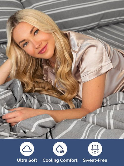 Extra Deep Twin XL Sheet Set - 4 Piece Breathable and Cooling Sheets - Hotel Luxury Bedding for Women, Men, Kids & Teens - Easy Secure Fit - Soft & Wrinkle Free with Extra Deep Pockets - Grey Stripes