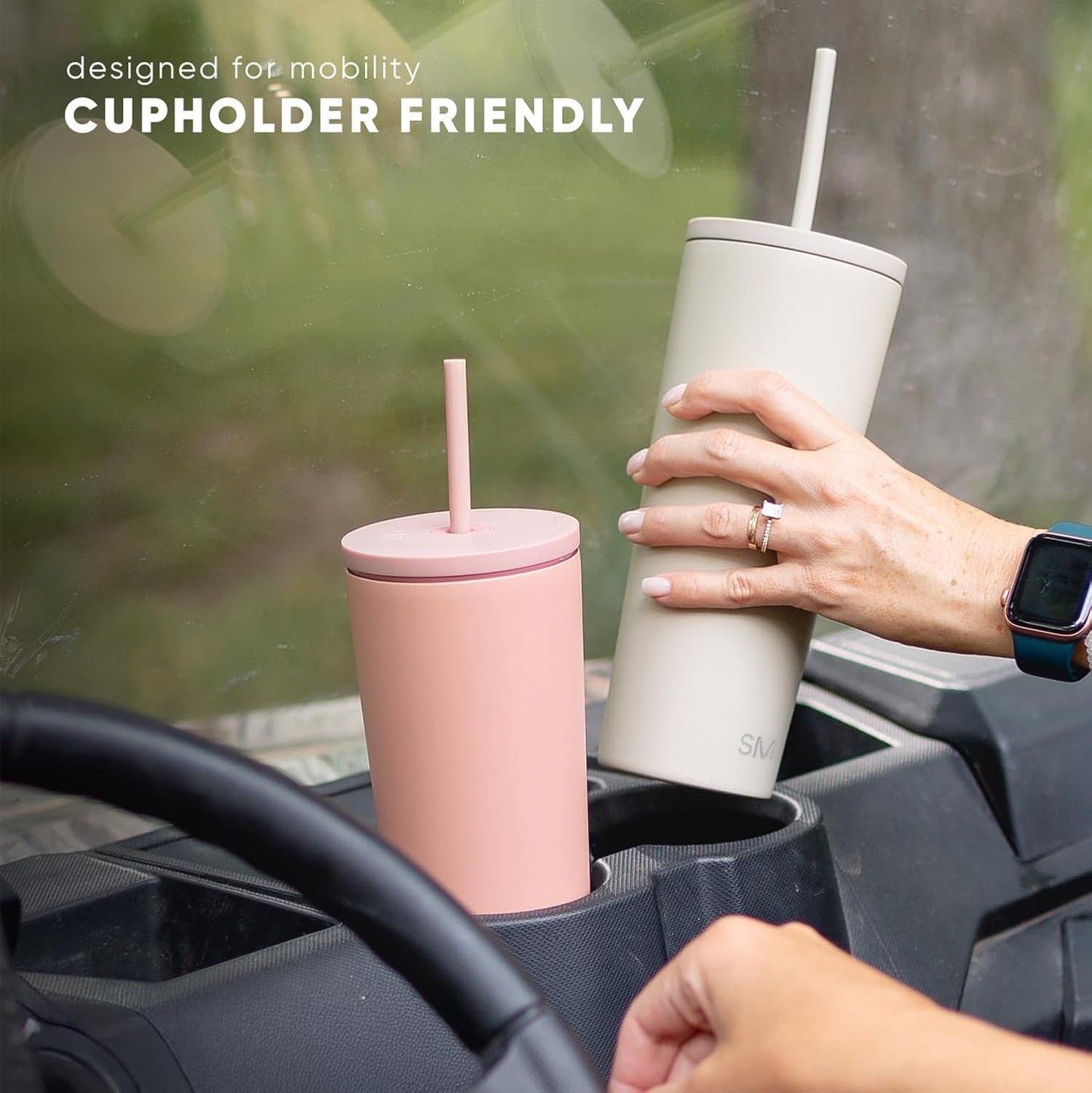 Simple Modern Classic Tumbler - Insulated 24oz Iced Coffee Cup with Straw Lid | Reusable Stainless Steel Travel Mug | Perfect Gifts for Him & Her | Almond Birch