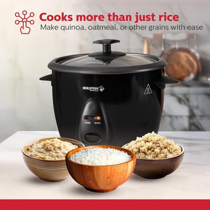 Holstein Housewares Rice Cooker - 16-Cup Capacity with One-Touch Operation | Black, Perfect for Rice & Grains