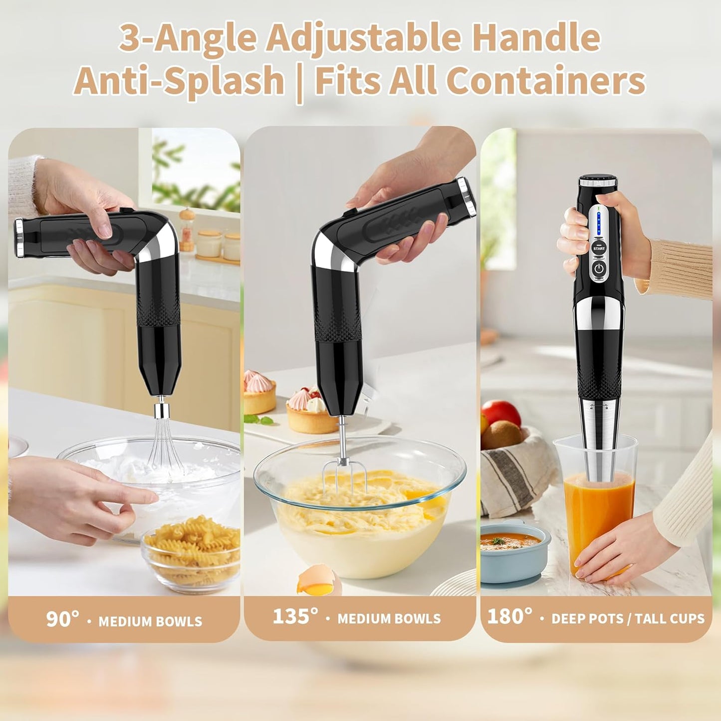 Toogel Cordless Immersion Blender - 4-in-1 Electric Hand Blender with 21-Speed & USB Rechargeable | BPA-Free, Dishwasher Safe (Black)