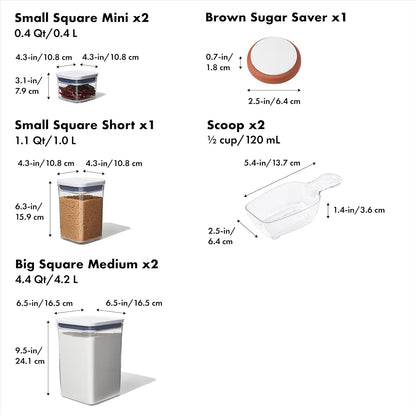 OXO Good Grips Baking Essentials Set - 8-Piece POP Storage Containers for Freshness & Organization