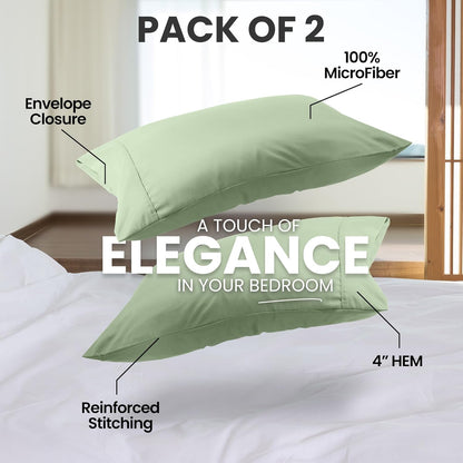 Utopia Bedding Queen Pillow Cases - Soft Brushed Microfiber - 2 Pack | Fade Resistant 20 x 30 Inches (Sage)