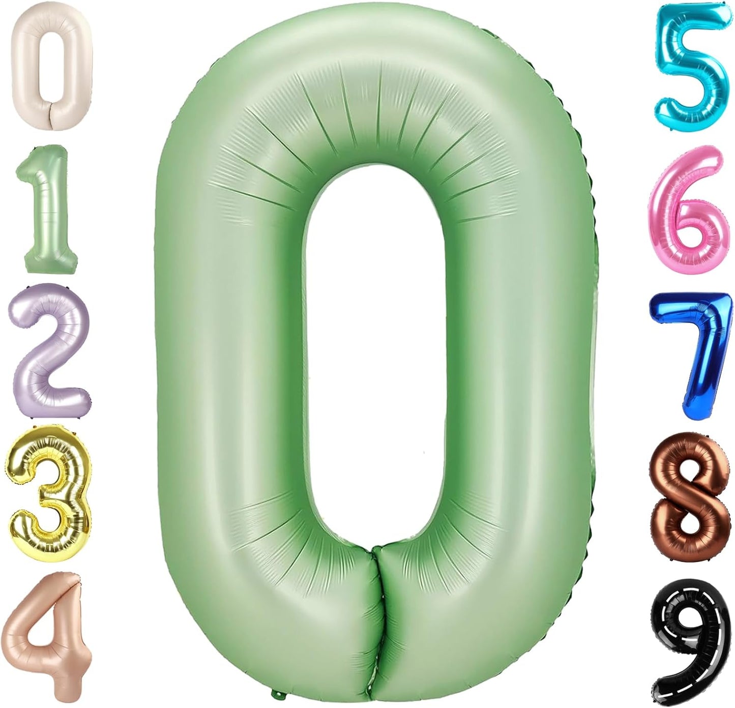Number 0 Balloons - 40 Inch Olive Green Birthday Decorations for Milestone Events & Baby Showers