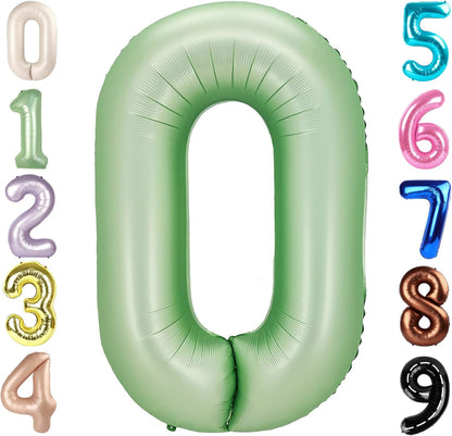 Number 0 Balloons - 40 Inch Olive Green Birthday Decorations for Milestone Events & Baby Showers