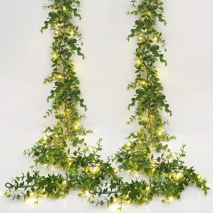 Dolicer Eucalyptus Garland - 12Ft Faux Greenery with LED Lights | Perfect for Wedding Decor & Backdrops