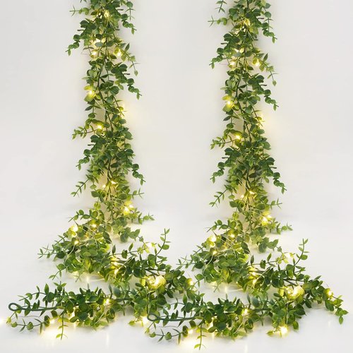 Dolicer Eucalyptus Garland - 12Ft Faux Greenery with LED Lights | Perfect for Wedding Decor & Backdrops