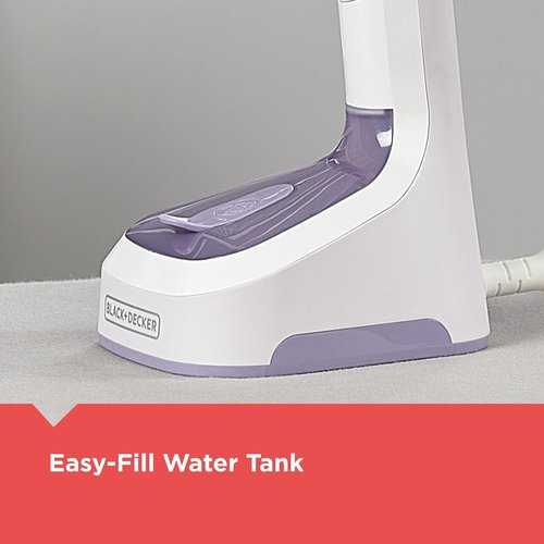 BLACK+DECKER Easy Store Pro Foldable Steamer - 45-Second Heat Up, Extra Long Power Cord & Lint Remover Attachment for Clothes, Drapes & Upholstery
