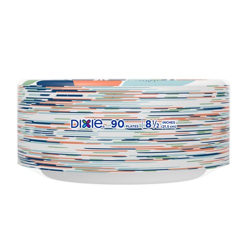 Dixie Medium Paper Plates, 8.5 Inch, 90 Count, 2X Stronger*, Microwave-Safe, Soak-Proof, Cut Resistant, Disposable Plates For Everyday Breakfast, Lunch, & Dinner Meals